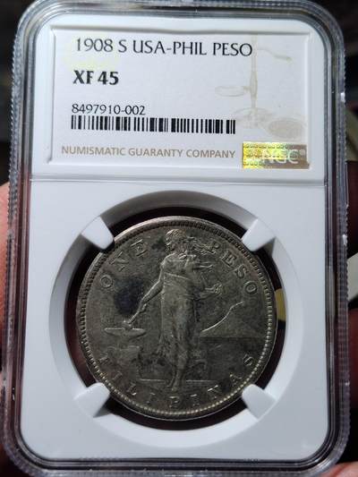 中外钱币第七场 - NGC-XF45 美属菲律宾1908年一比索