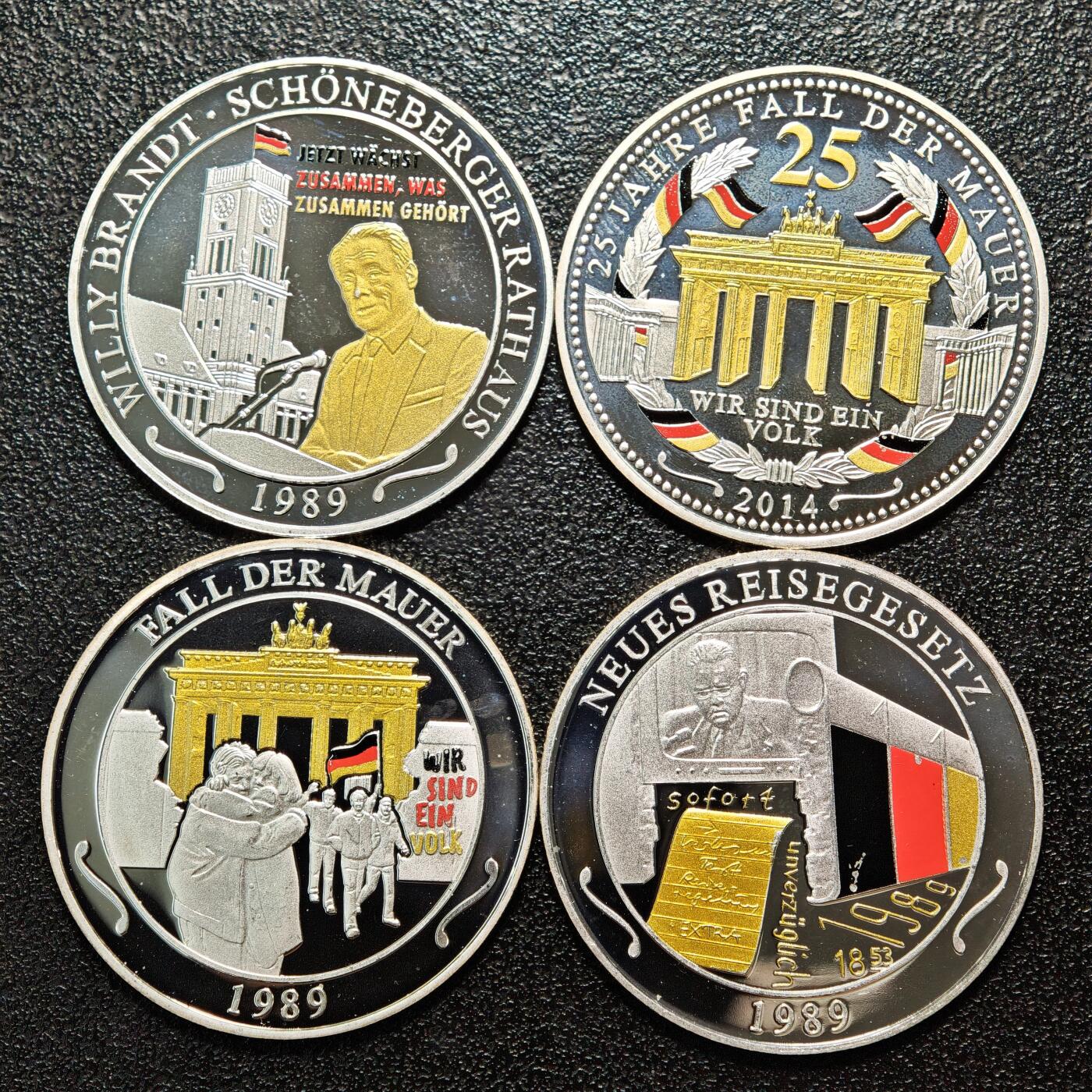 【德藏】世界币章拍卖第163期（拍品征集中~欢迎藏友联系） 4枚一组 现代德国纪念银章 333银 直径约：30mm/枚；重约：6.7g/枚
