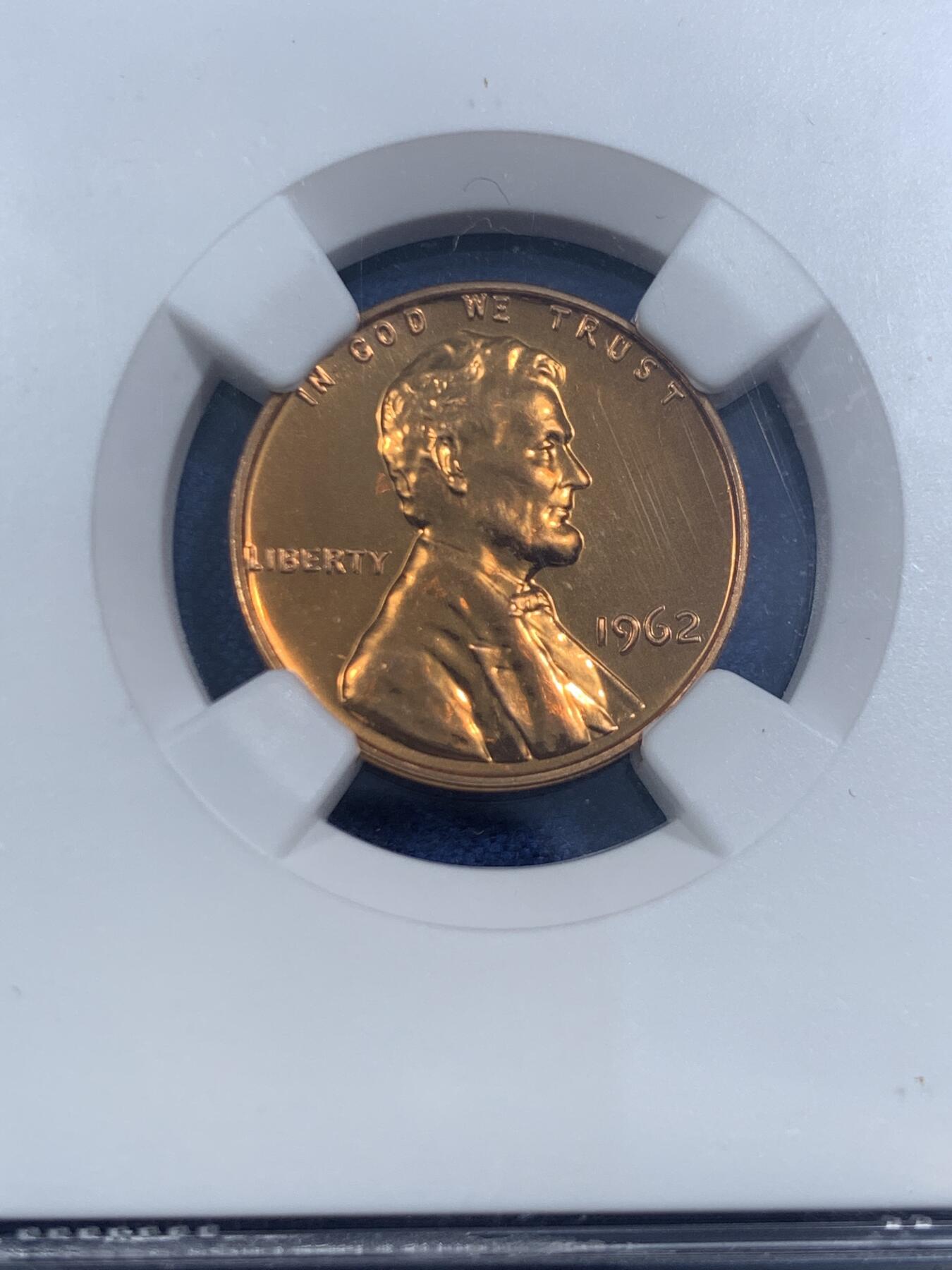 《竞宝斋》第461场 周日，周一，2场连拍 （全场包邮）欢迎送拍 NGC PF68RD 美国1962年林肯1美分，超高分，68RD十分稀少，NGC参考价60美元