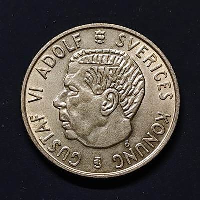 【全场包邮】纯粹捡漏拍499场-持续更新中 - 瑞典1956年古斯塔夫六世2克朗银币【31毫米14克40%，纯银价约157元（按28元银价估算）】