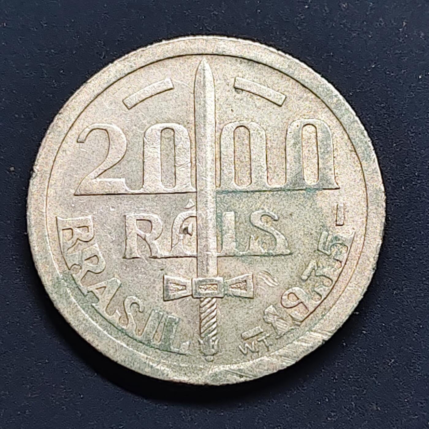 【全场包邮】纯粹捡漏拍498场-持续更新中 巴西1935年2000瑞斯卡希亚斯公爵银币【26毫米8克50%，估算纯银价约112元（按28元/克银价核算）】