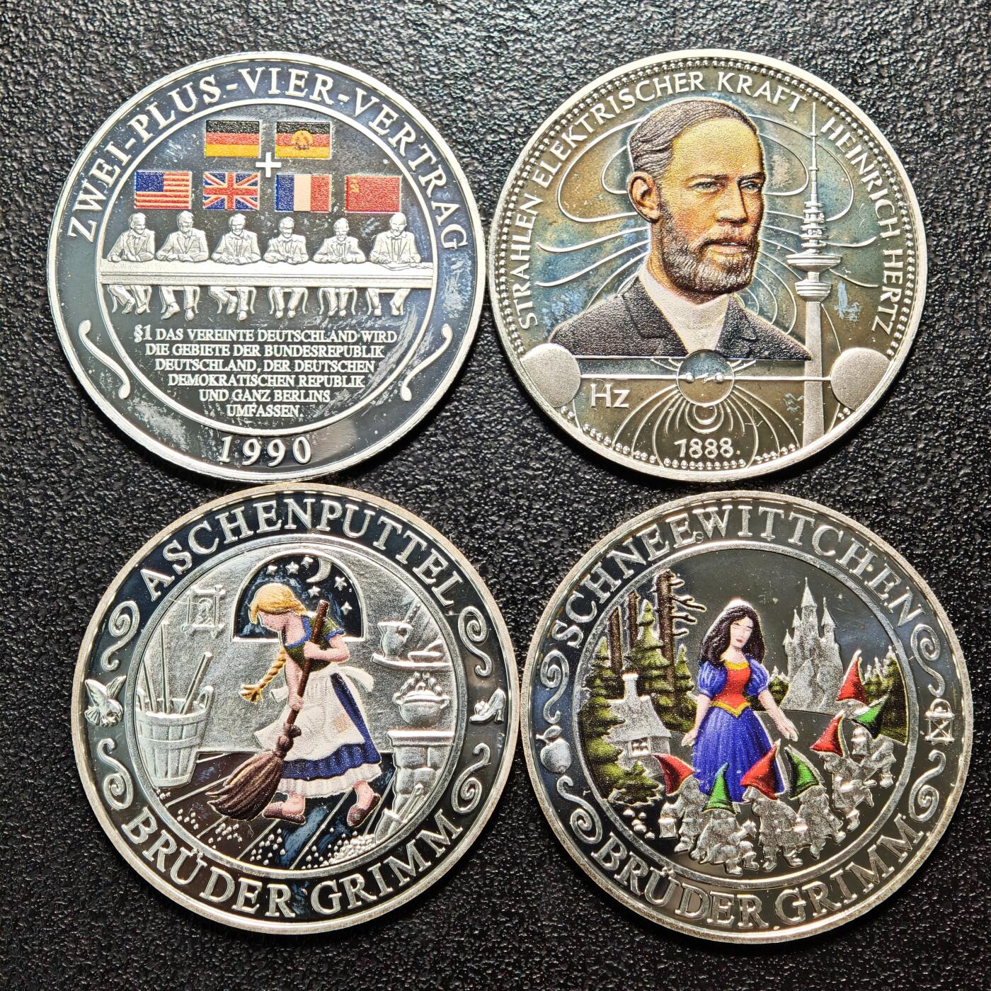 【德藏】世界币章拍卖第163期（拍品征集中~欢迎藏友联系） 4枚一组 现代德国纪念银章 333银 直径约：30mm/枚；重约：6.8g/枚