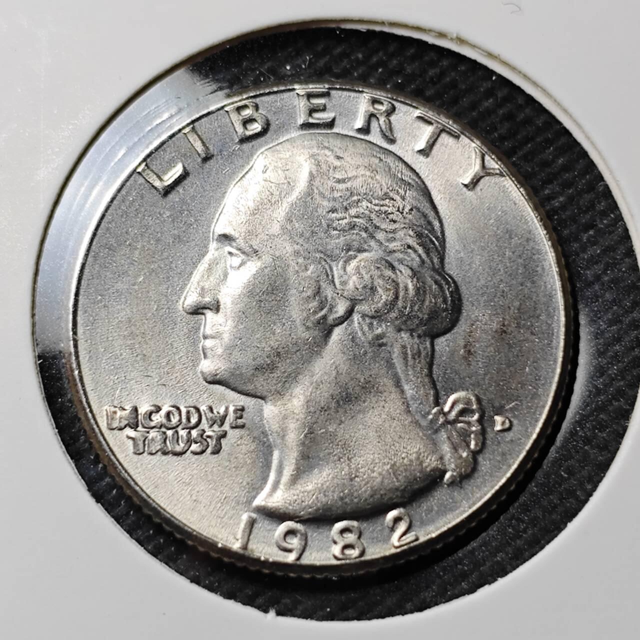 KK钱币收藏小铺  第389期  2月预留时间 周末发货  1982美国25分 好品