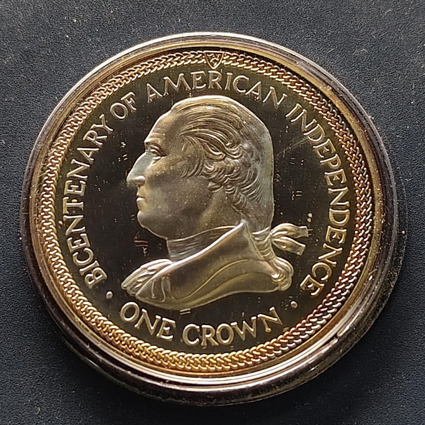 【全场包邮】纯粹捡漏拍499场-持续更新中 马恩岛1976年1克朗美国独立200周年精制克朗型纪念币