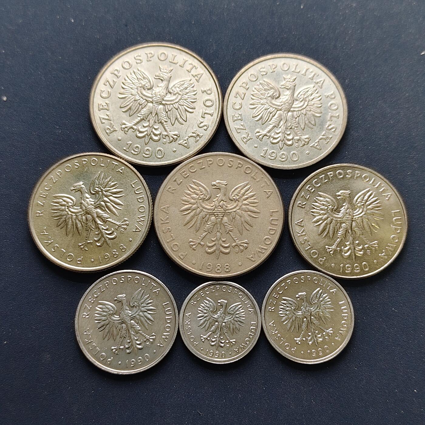 【全场包邮】纯粹捡漏拍498场-持续更新中 波兰1988-1990年8枚套币-含大小版20兹罗提