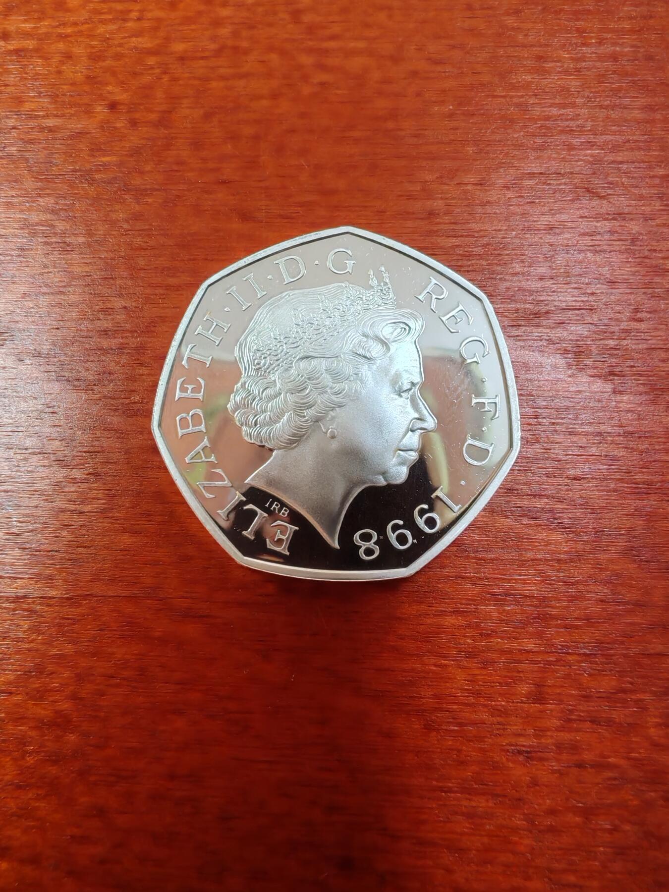 长老汇蛇年精选第九十六场拍卖 1998英国全民健康服务（NHS）50便士多边形加厚精制银币，16克925银，9032枚