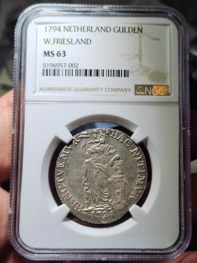 中外钱币第七场 - NGC-MS63 荷兰1794年佛里斯兰 1盾银币