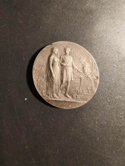 老王徽章第179期 - 法国银婚章     大师Dropsy版本     1919年实授    950银      直径30mm     重量15g