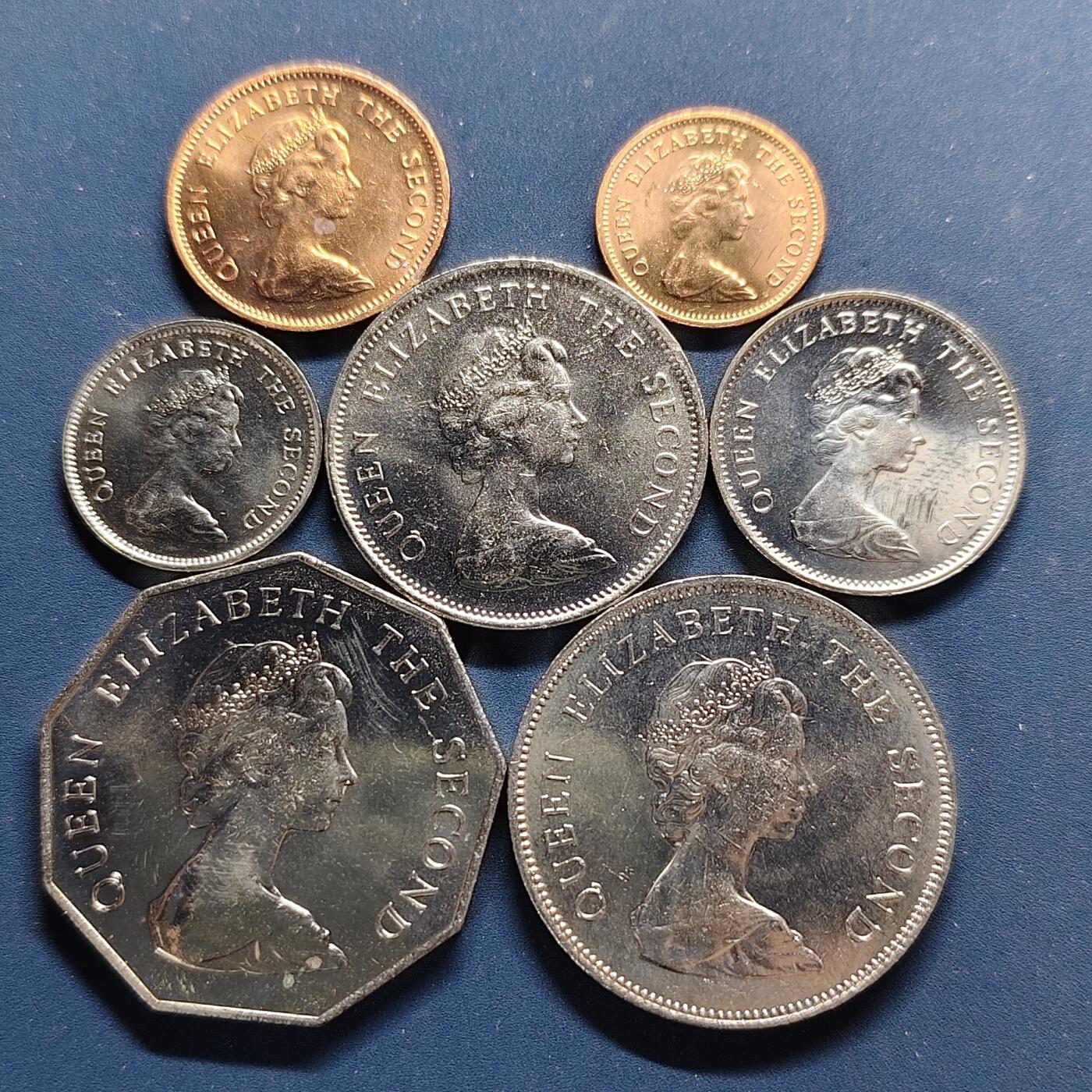 【全场包邮】纯粹捡漏拍498场-持续更新中 图瓦卢1985年清年份海洋动物版7枚套币