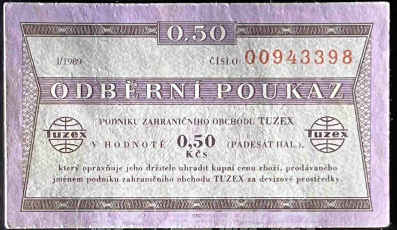 小福收藏拍卖第199期 裸钞场 本期有多张豹子号靓号 瑞士1000法郎 经典提香 毛里求斯首发年大全套 白俄罗斯5000000卢布 苏里南10000盾  爱沙尼亚  苏丹 西班牙 保加利亚 古巴等多国精美纸币 捷克斯洛伐克 1989年 0.5 Koruna Tuzexová poukáz aunc