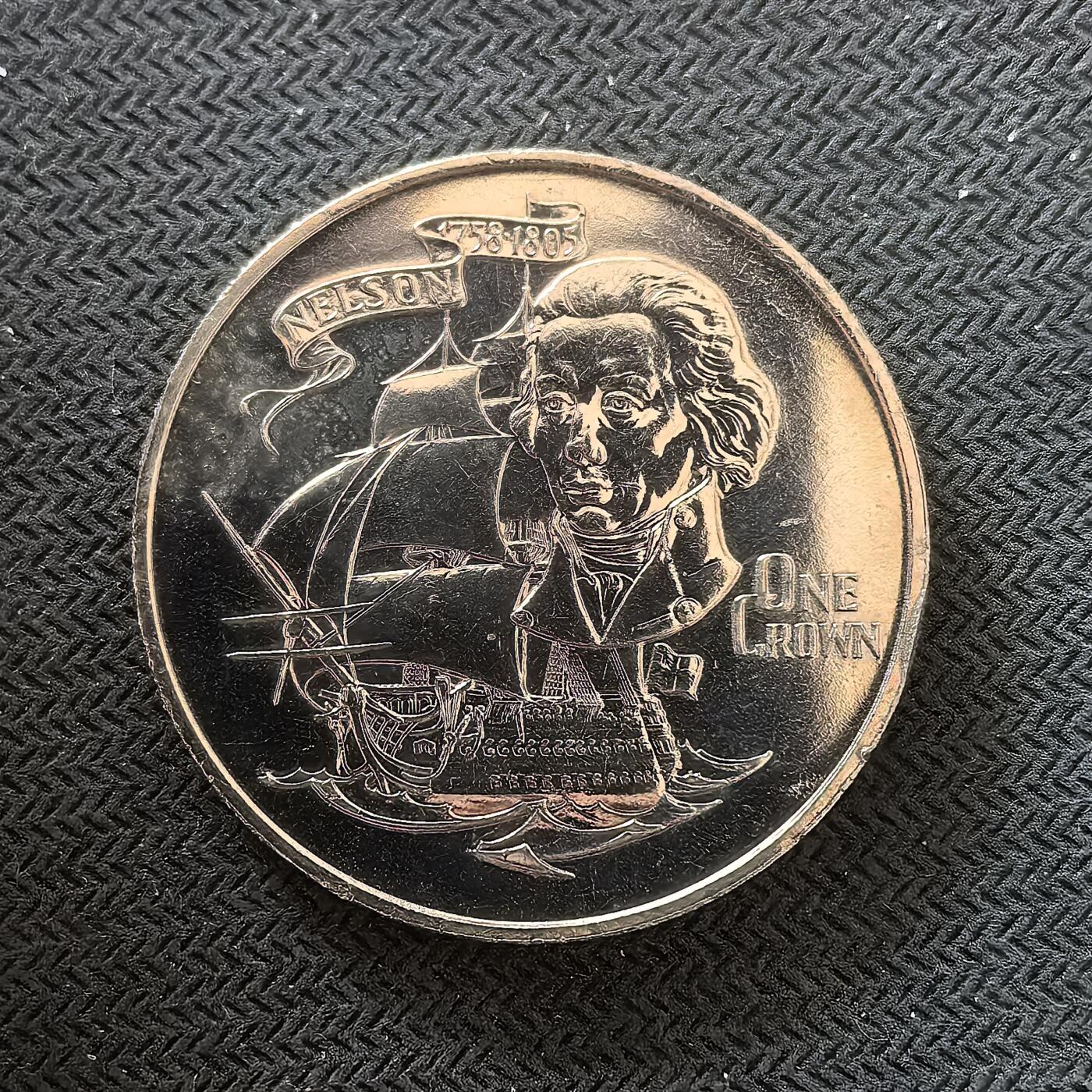 道一币馆币章第一百六十四场 直布罗陀1980年特拉法加战役中的纳尔逊海军上将1克朗纪念币