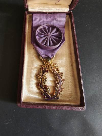 老王徽章第179期 - 法国军官级棕榈叶勋章      银质镀金珐琅    珠宝商高级定制版   原盒