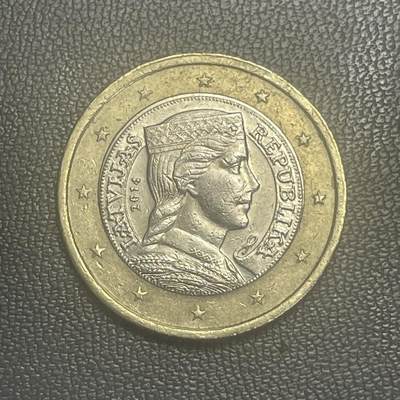 回流0125 - 拉脱维亚2014年1欧元双色币 拉脱维亚人格化形象（Latvian Maiden）