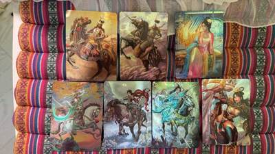 光影卡牌第29期，各家亲签，各家套卡，持续收拍品 - 燎原水浒光耀特卡7张，黑暗王朝扈三娘＋胡子怪兽扈三娘＋独行正明扈三娘＋巴丁扈三娘等