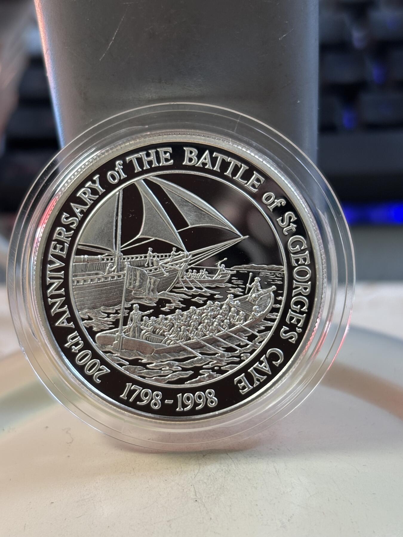 第189期拍卖 伯利兹1998年圣乔治湾战役200周年纪念银币，925银，28.28克，发行5000枚