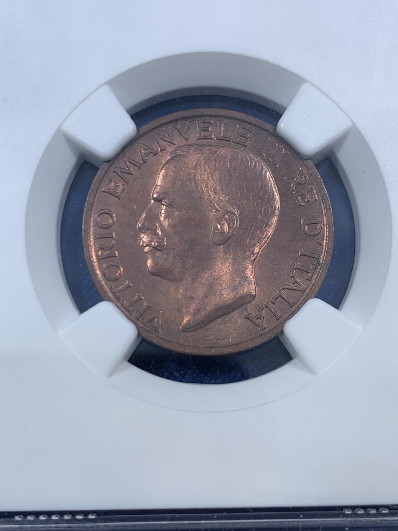 《竞宝斋》第461场 周日，周一，2场连拍 （全场包邮）欢迎送拍 NGC MS64RB 意大利1920年小蜜蜂10分，古典主义风格代表作品，极美的设计，原铜光不容易