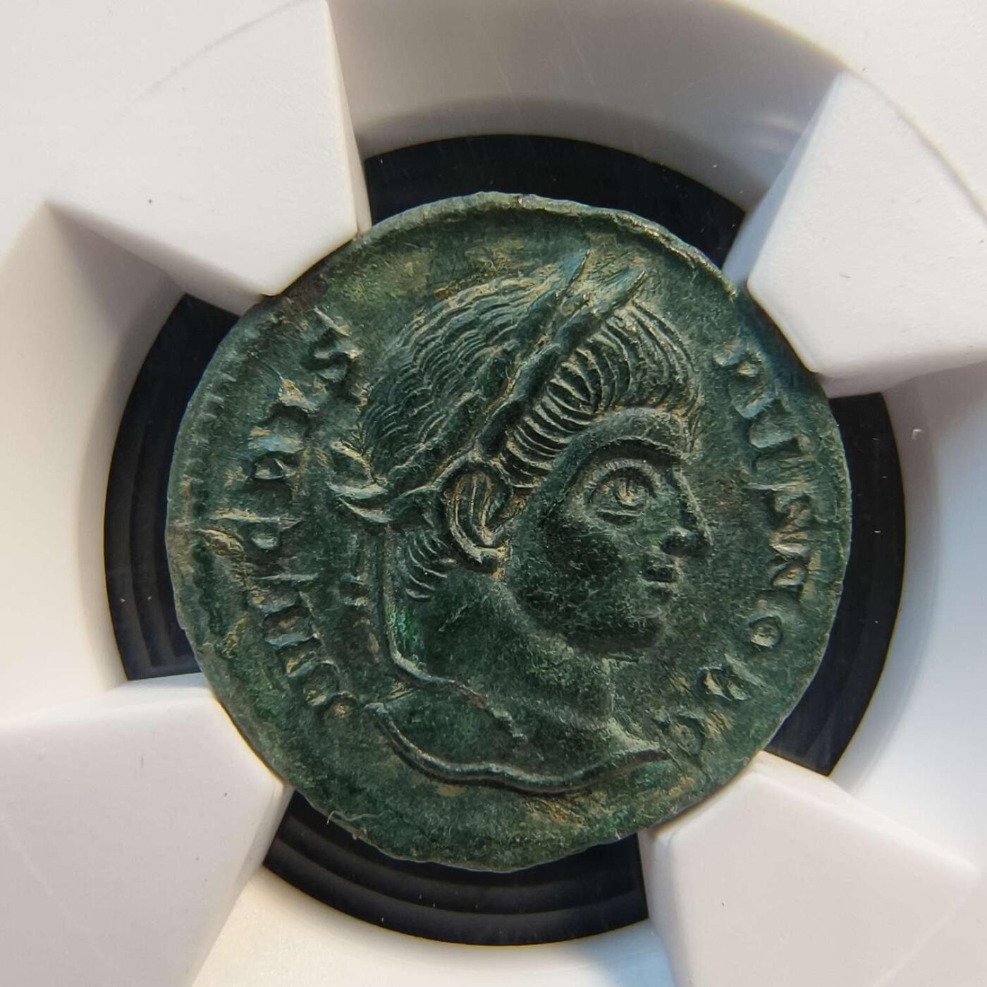 七河·世界币章矿标杂件每周小拍（总第35期）（本场周二结标） 精品（22）k628 古罗马帝国铜币 克里斯普斯  华夏评级XF45