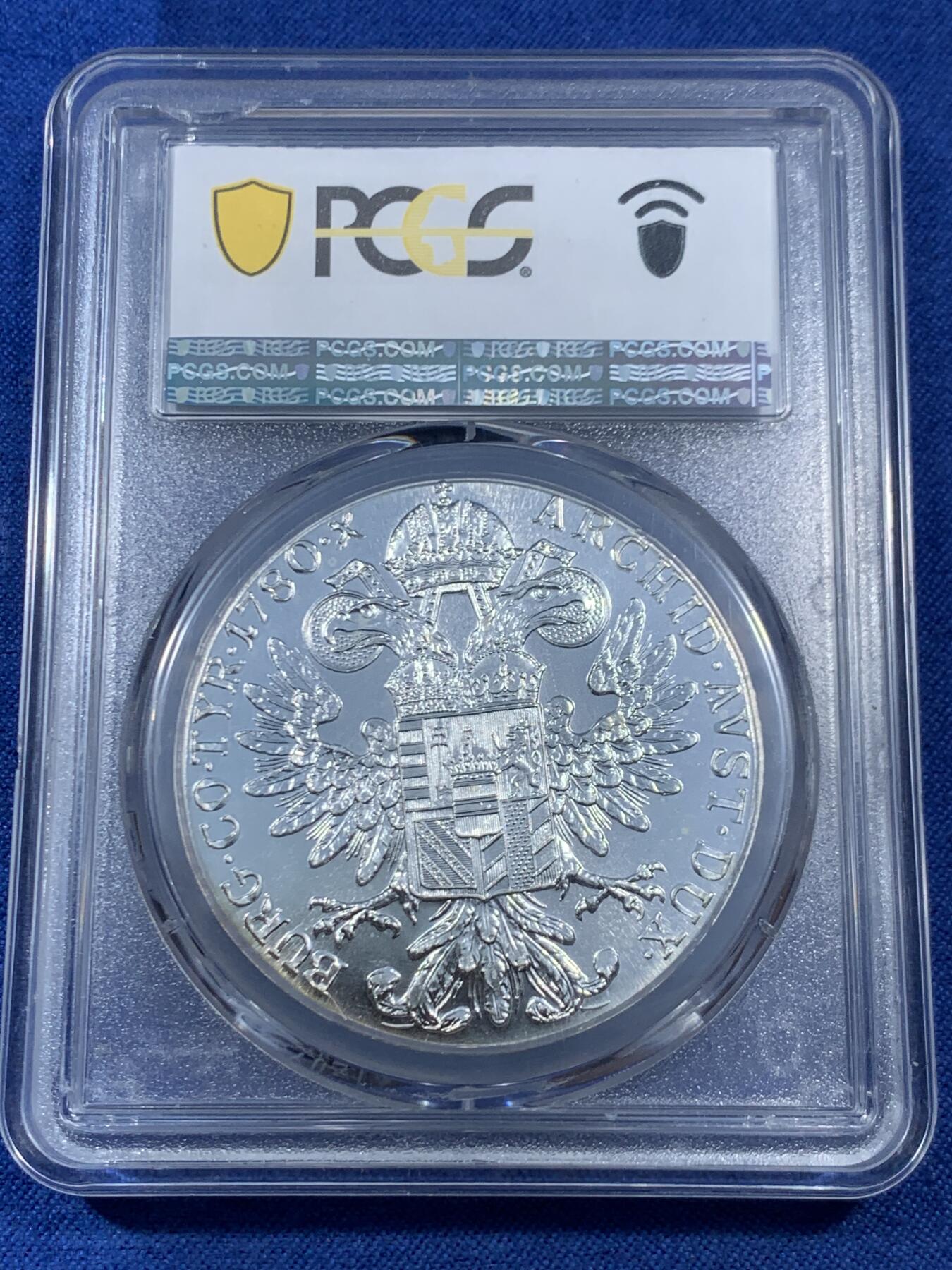 《竞宝斋》第461场 周日，周一，2场连拍 （全场包邮）欢迎送拍 PCGS MS67 奥地利1780大奶妈玛丽亚·特蕾莎皇后1泰勒银币 后铸版 背面支撑有磕