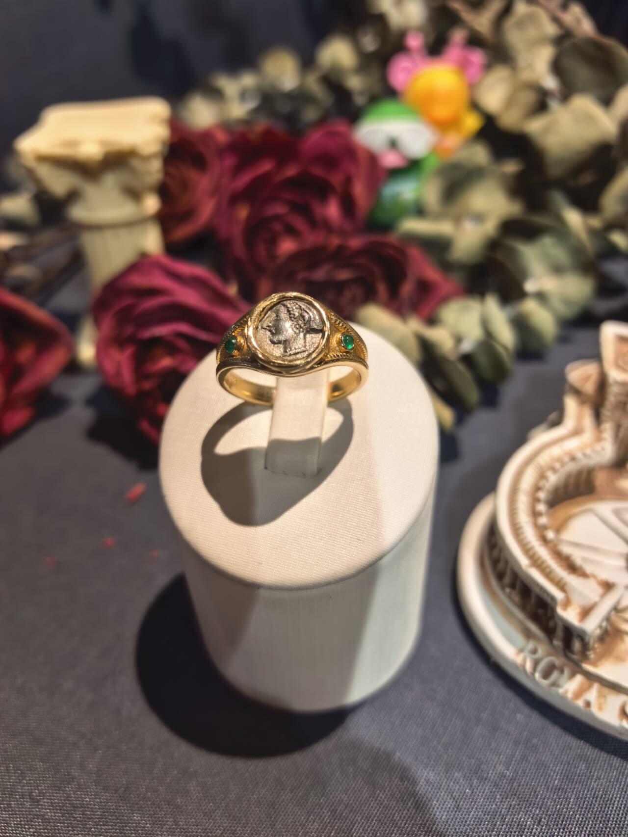 古希腊古风雅典娜古币戒指