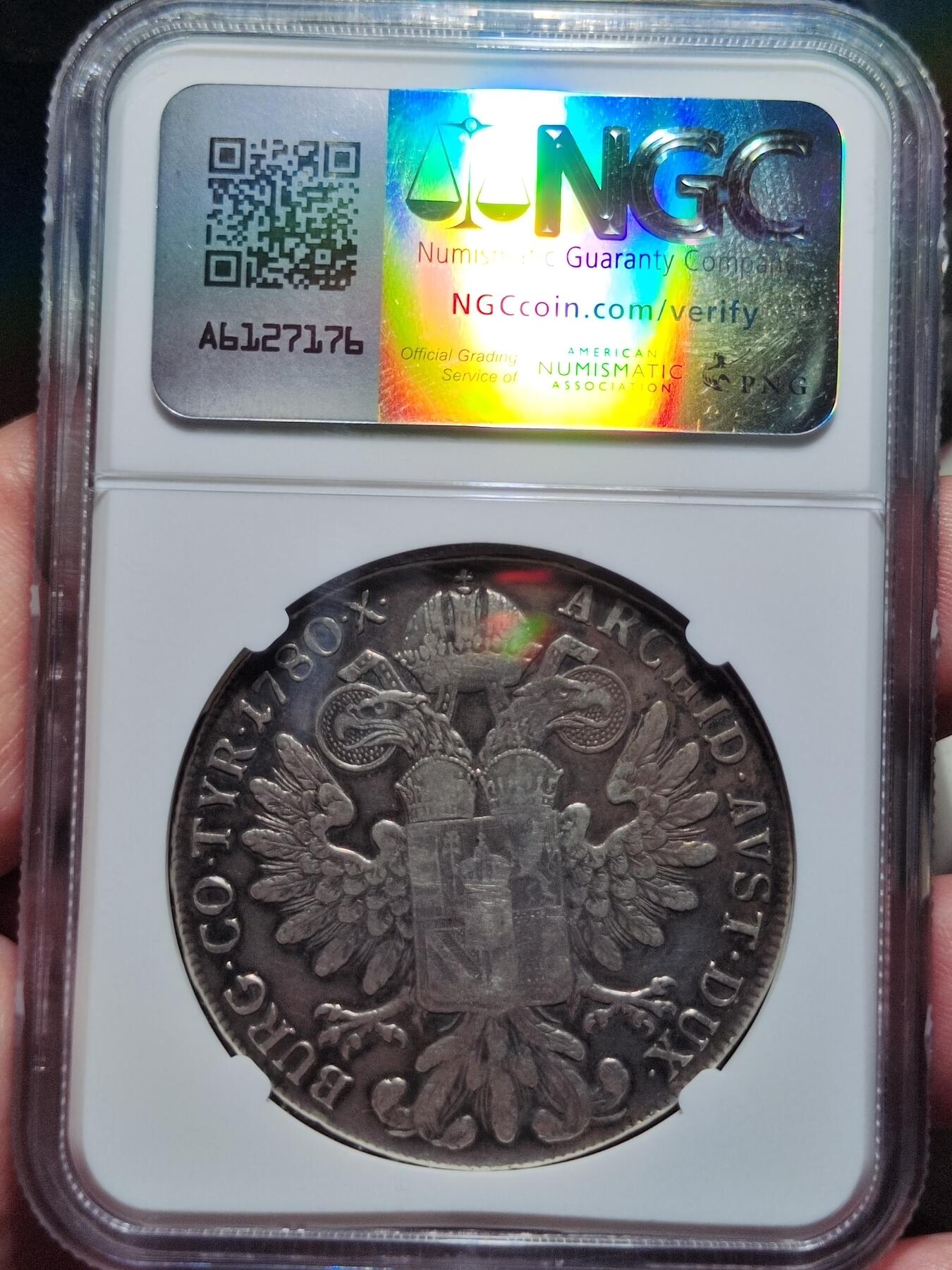 中外钱币第七场 NGC-XF1780年奥匈大奶妈银币早期后铸版