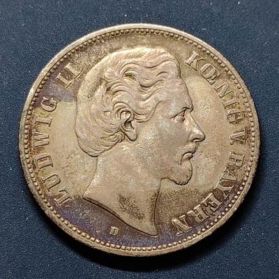 【全场包邮】纯粹捡漏拍499场-持续更新中 - 德国巴伐利亚1876年路德维希二世5马克银币【38毫米27.778克90%，纯银价约700元（按28元银价折算）】