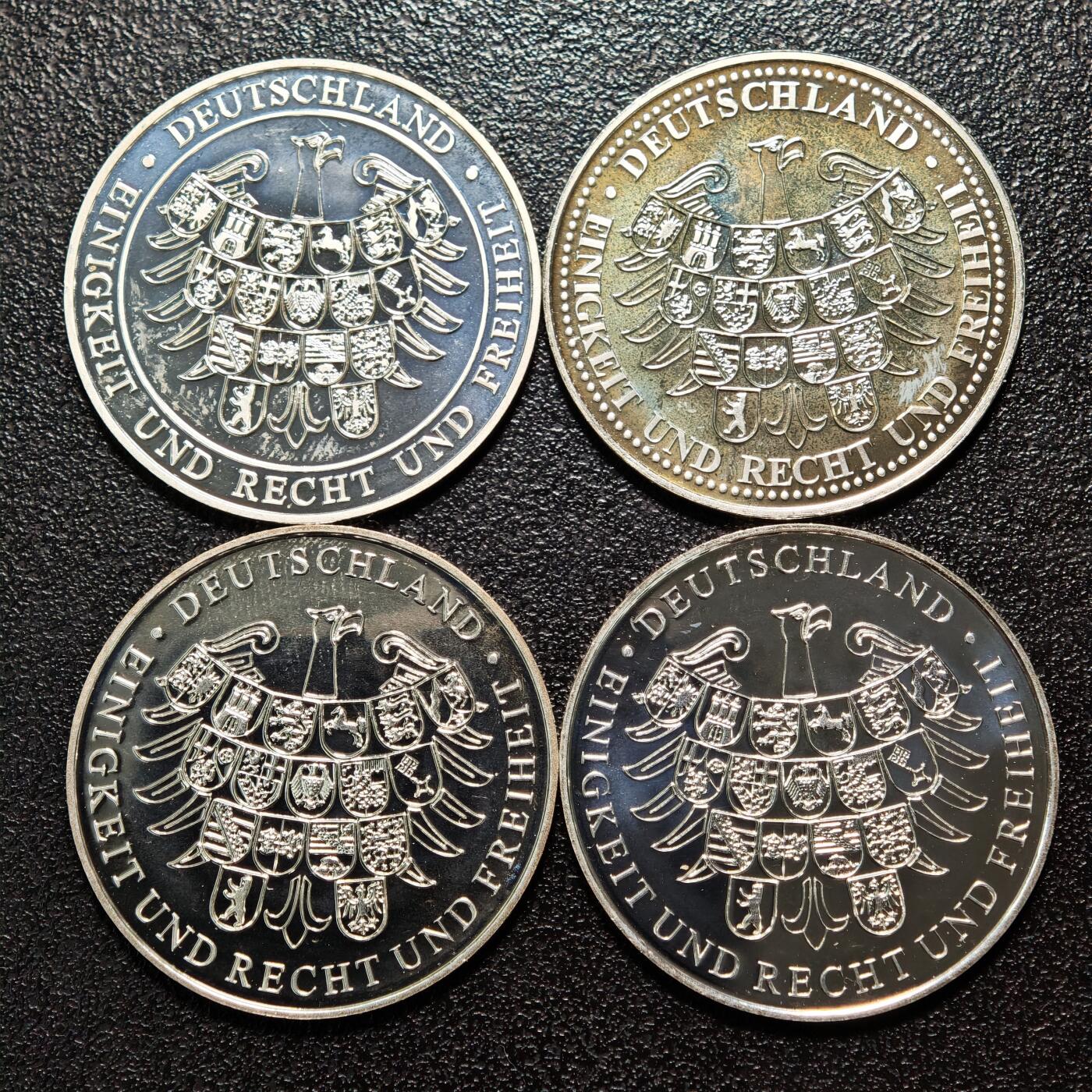 【德藏】世界币章拍卖第163期（拍品征集中~欢迎藏友联系） 4枚一组 现代德国纪念银章 333银 直径约：30mm/枚；重约：6.8g/枚