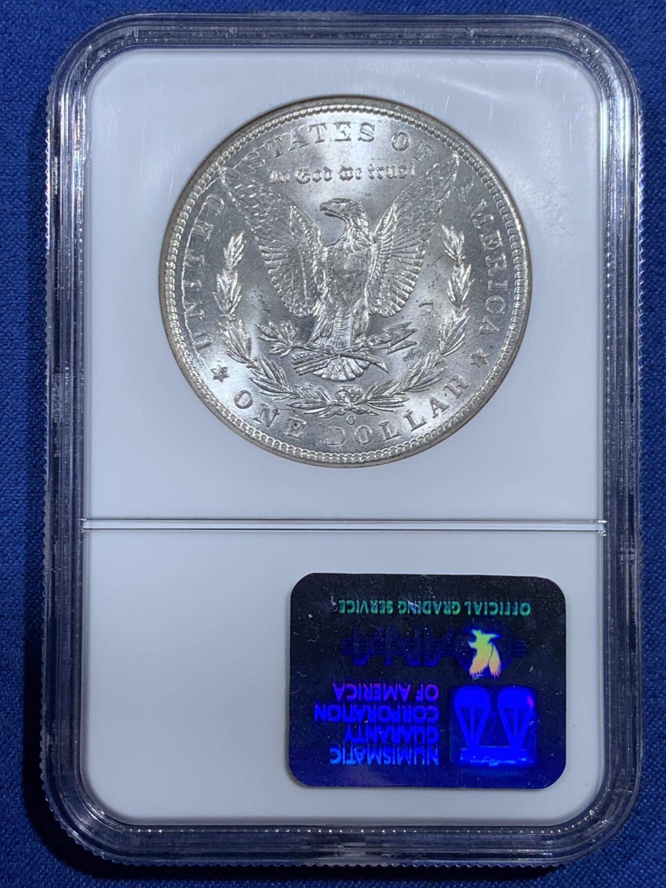 《竞宝斋》第461场 周日，周一，2场连拍 （全场包邮）欢迎送拍 NGC MS63 美国1900年O版摩根1美元大银币，少见年份，经典老白盒子，盒子本身也具收藏价值