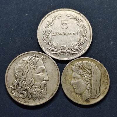 【全场包邮】纯粹捡漏拍499场-持续更新中 - 希腊1930年3枚套币-含2枚银币【28.5毫米11.31克50%+25毫米7克50%，纯银价约256元（按28元银价估算）】