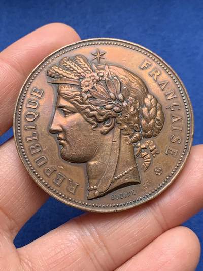 《竞宝斋》第461场 周日，周一，2场连拍 （全场包邮）欢迎送拍 - 法国战争部颁发玛丽安娜铜章 58.9克 50.3mm 丰饶角铜标