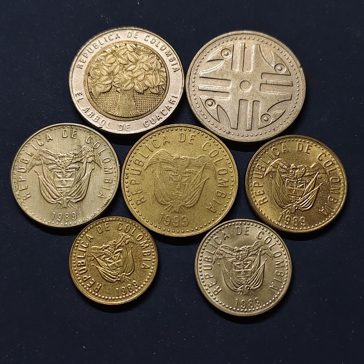 【全场包邮】纯粹捡漏拍498场-持续更新中 哥伦比亚1989-2005年7枚套币