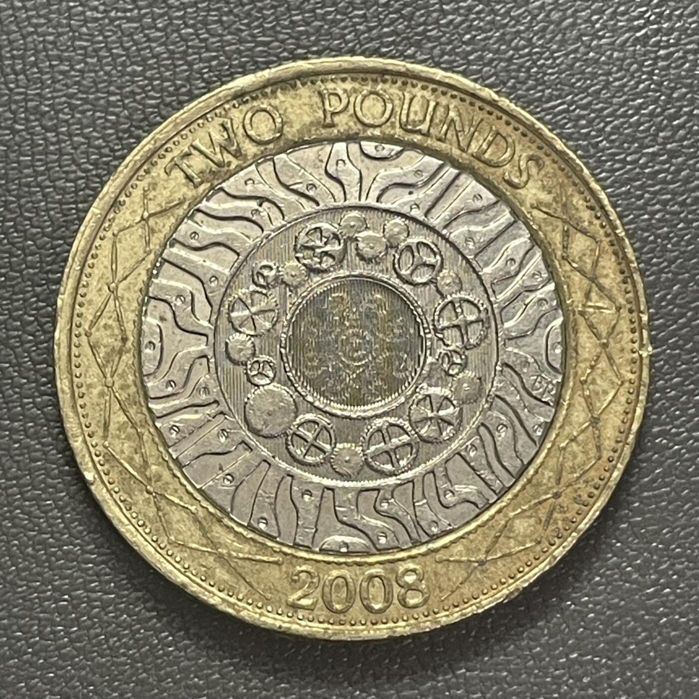 回流0125 英国2008年“科技成就”主题2英镑双色币