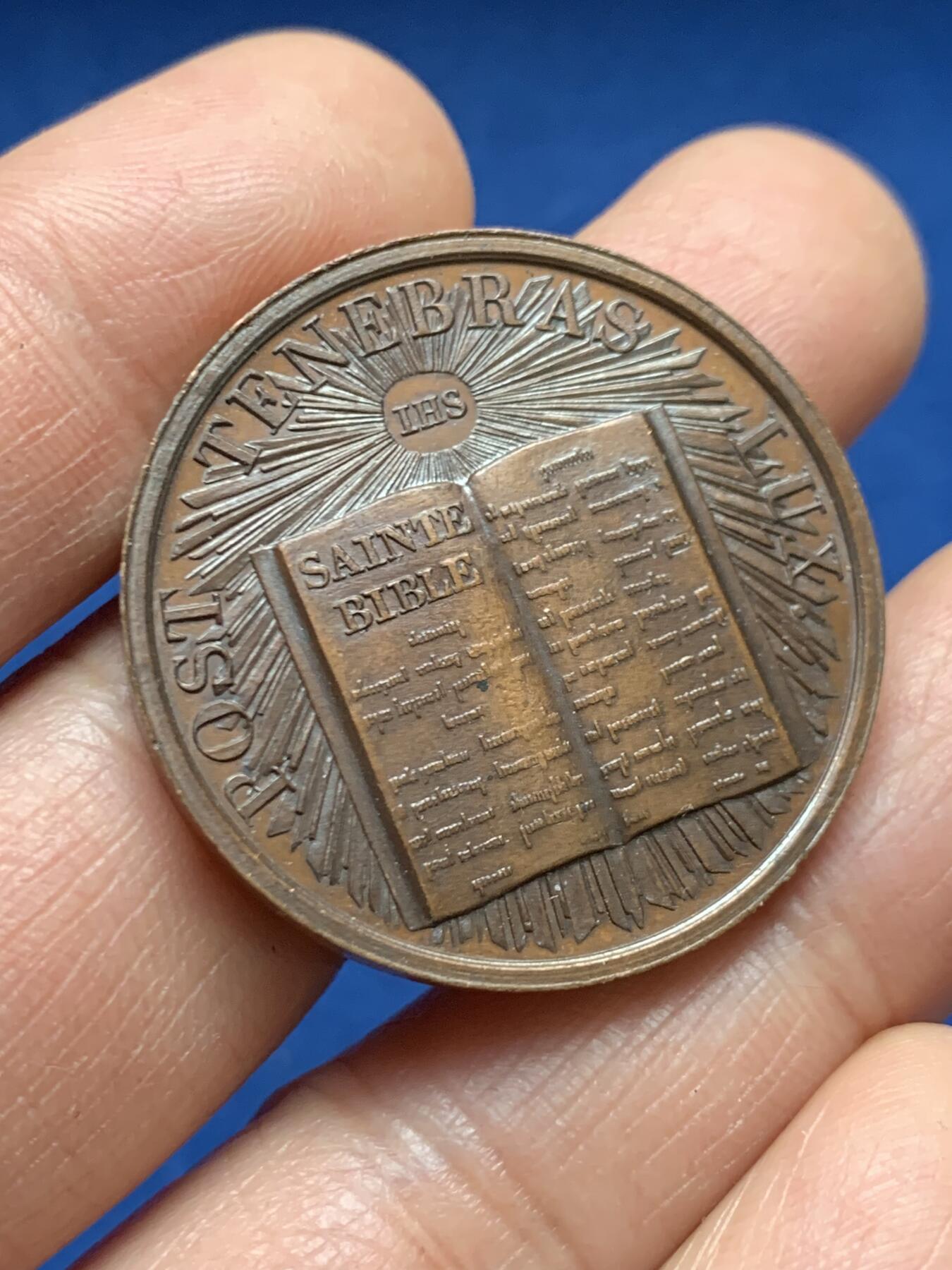 《竞宝斋》第461场 周日，周一，2场连拍 （全场包邮）欢迎送拍 日内瓦1885年宗教改革350周年纪念铜章 状态极好 20.6克 33.4mm