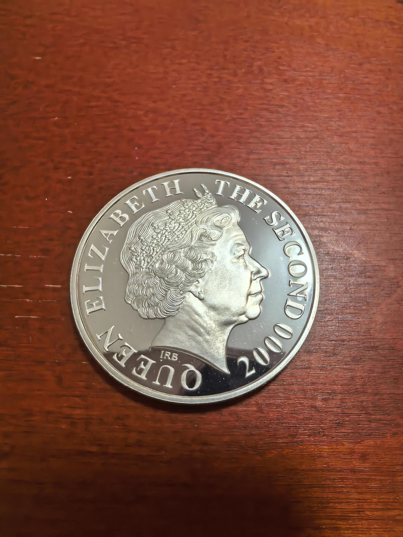 长老汇蛇年精选第九十六场拍卖 1999泽西千禧年5镑部分镀金精制银币，地图币，3.2万枚，28.28克925银，镀金成色916.7金