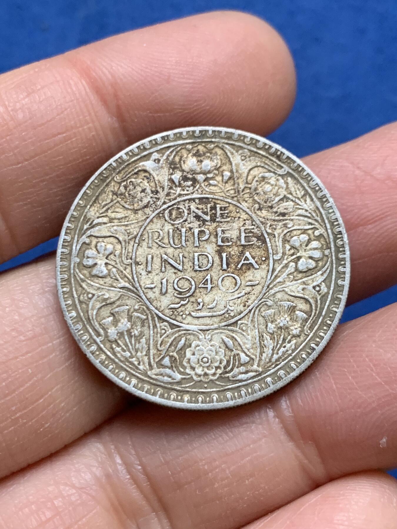 《竞宝斋》第461场 周日，周一，2场连拍 （全场包邮）欢迎送拍 英属印度1940年乔六1卢比，打制清晰，双面老味道