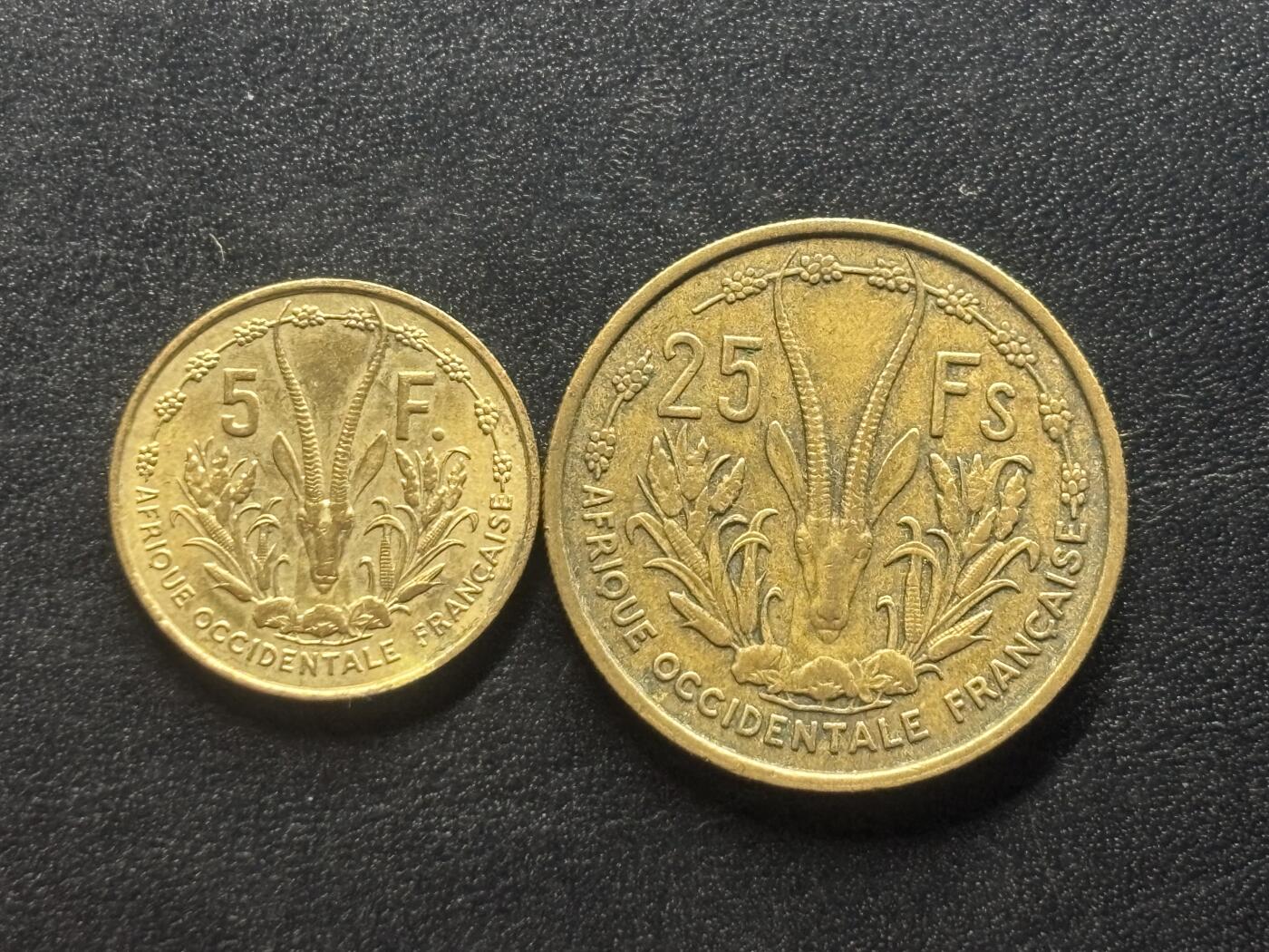 邮泉阁限时拍卖第四十场 非洲专场（硬币在国外。请付邮费6元。） 法属西非1956年2枚