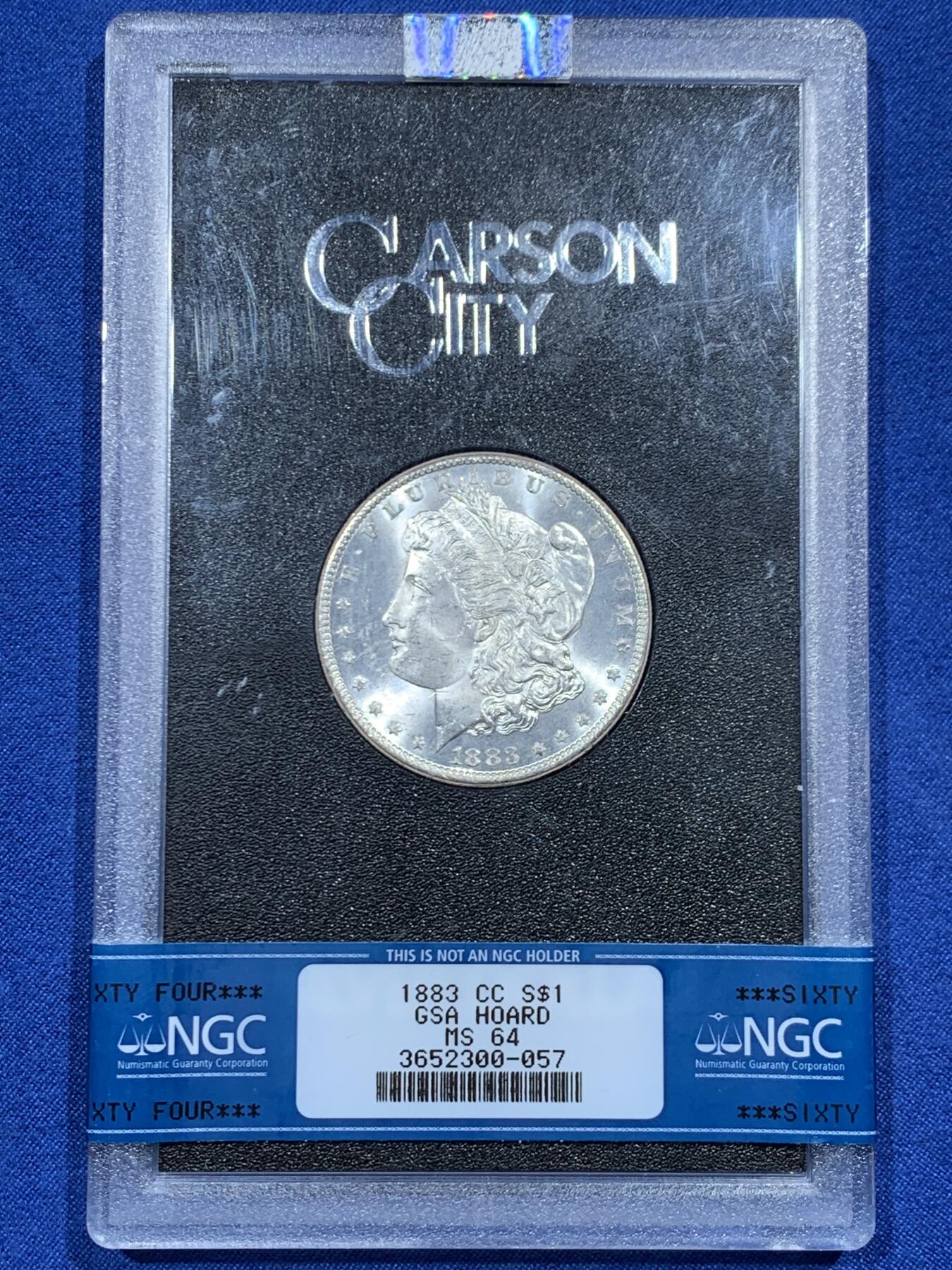 《竞宝斋》第461场 周日，周一，2场连拍 （全场包邮）欢迎送拍 NGC MS64 美国 1883年 CC版 摩根 1美元银币 少见包装 好品难得