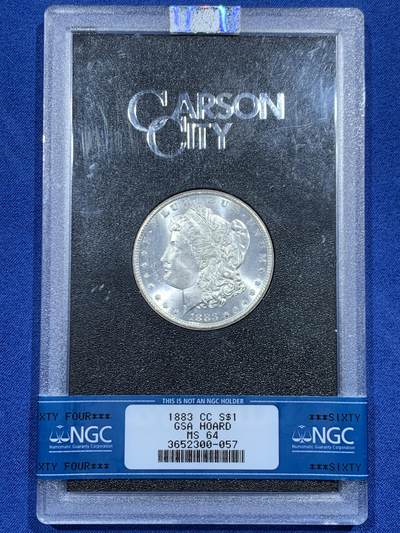 《竞宝斋》第461场 周日，周一，2场连拍 （全场包邮）欢迎送拍 - NGC MS64 美国 1883年 CC版 摩根 1美元银币 少见包装 好品难得