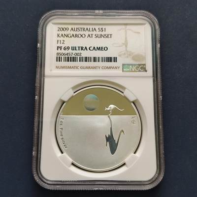【全场包邮】纯粹捡漏拍499场-持续更新中 - 澳大利亚2009年1元袋鼠影子精制纪念银币【40.5毫米31.1克99.9%，纯银价约870元（按28元银价折算）】-NGC PF69 ULTRA CAMEO