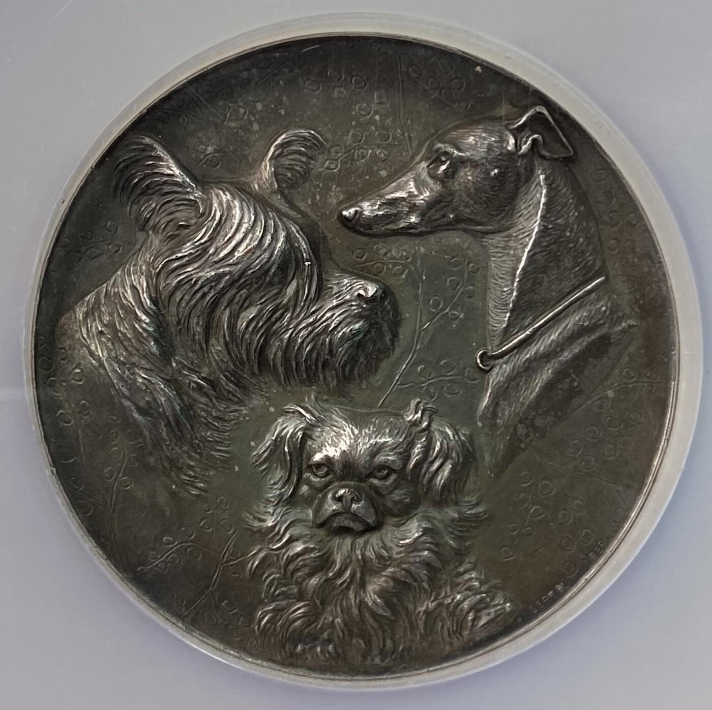 万国钱币拍卖第059期 NGC MS62 20世纪初德国柏林宠物狗协会银章 50MM大规格 重约70g 少见未签名款式