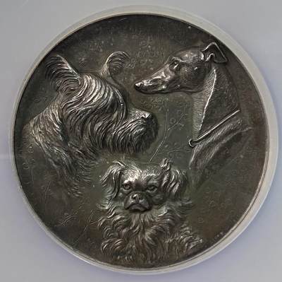 万国钱币拍卖第059期 - NGC MS62 20世纪初德国柏林宠物狗协会银章 50MM大规格 重约70g 少见未签名款式