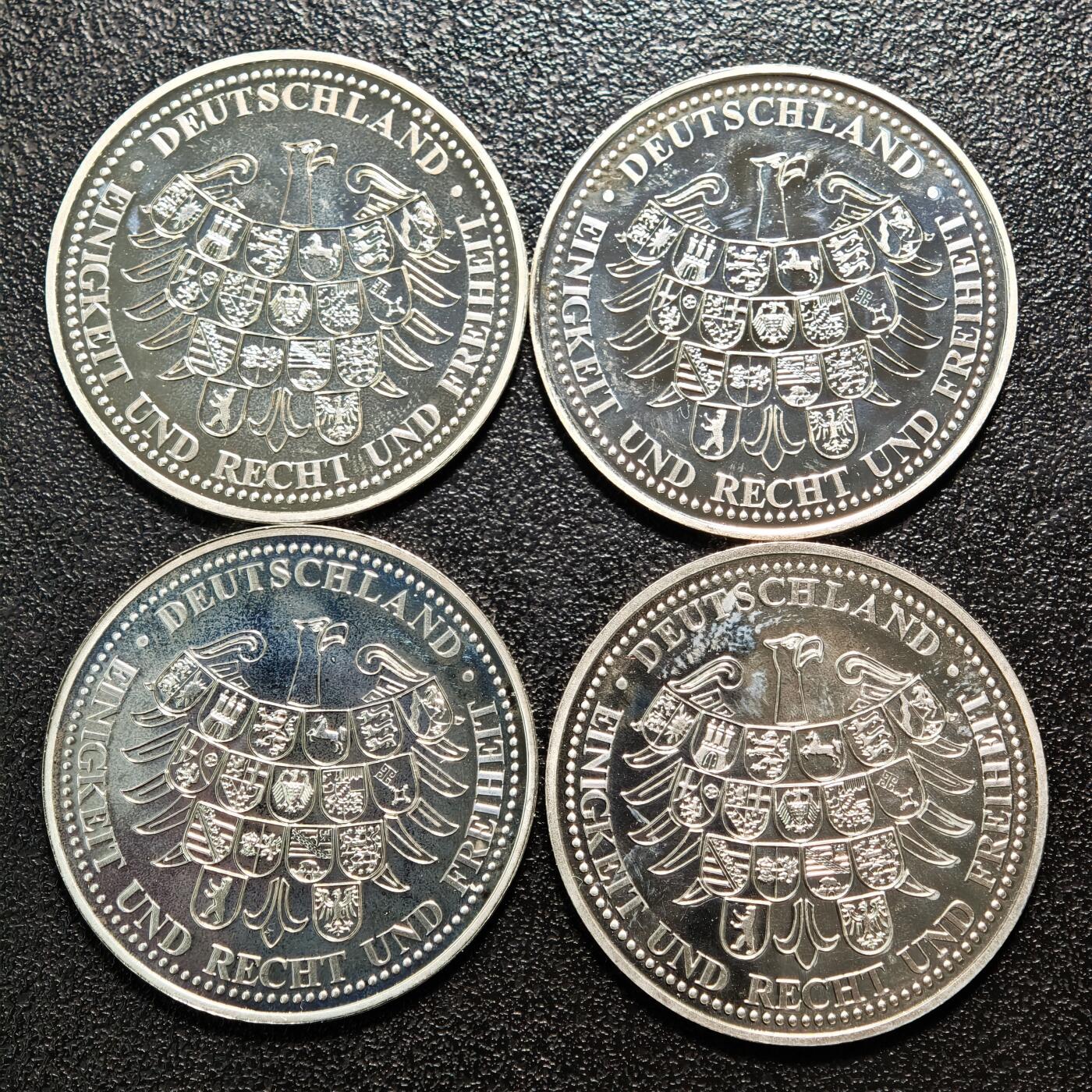 【德藏】世界币章拍卖第163期（拍品征集中~欢迎藏友联系） 4枚一组 现代德国纪念银章 333银 直径约：30mm/枚；重约：6.8g/枚