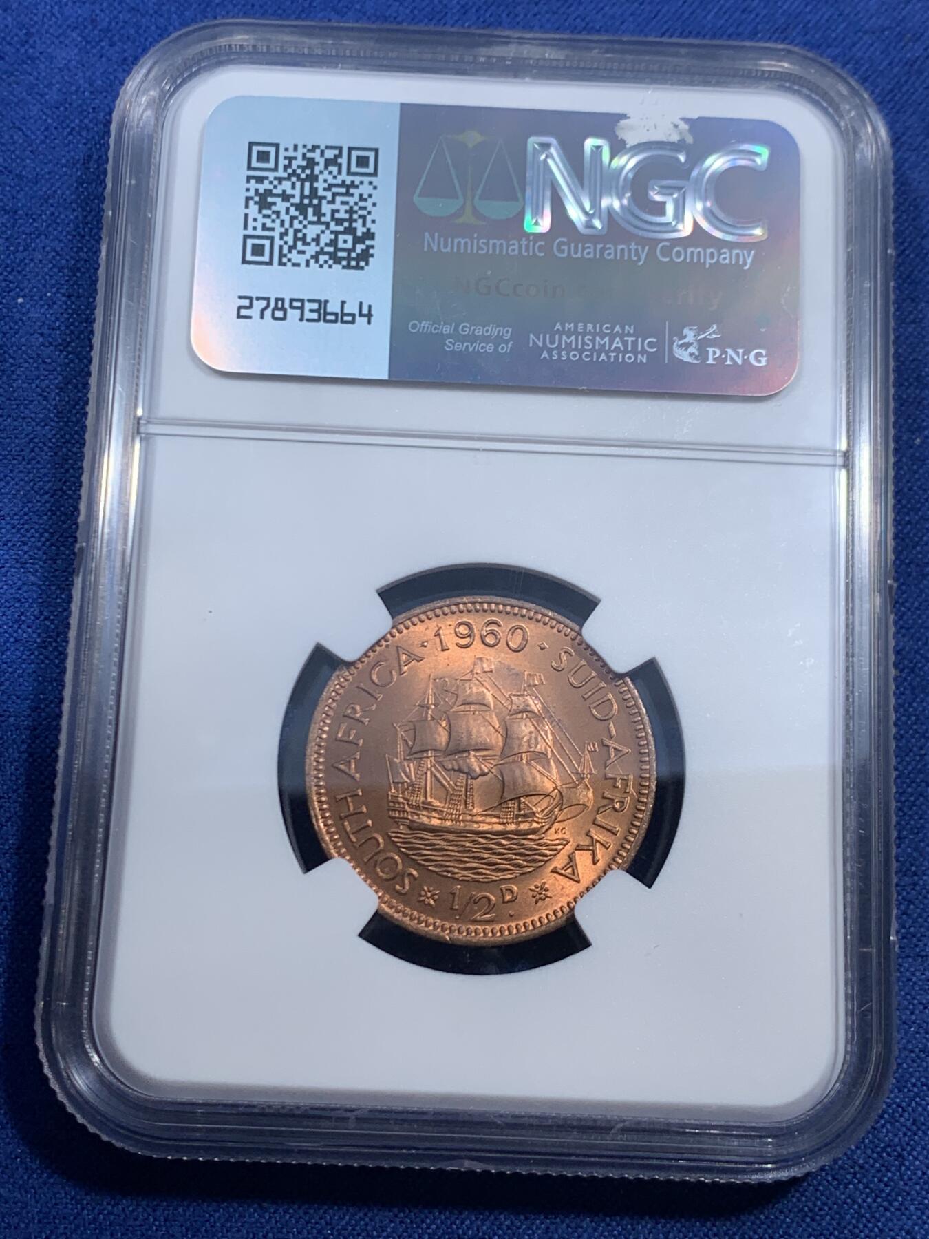 《竞宝斋》第461场 周日，周一，2场连拍 （全场包邮）欢迎送拍 三枚一组 NGC MS63-65 南非1便士-1/4便士铜币，其中小面额较为少见