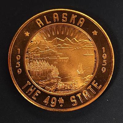 【全场包邮】纯粹捡漏拍498场-持续更新中 - 【代币】美国1959年阿拉斯加成为第49州地区限定过渡时期贸易代币