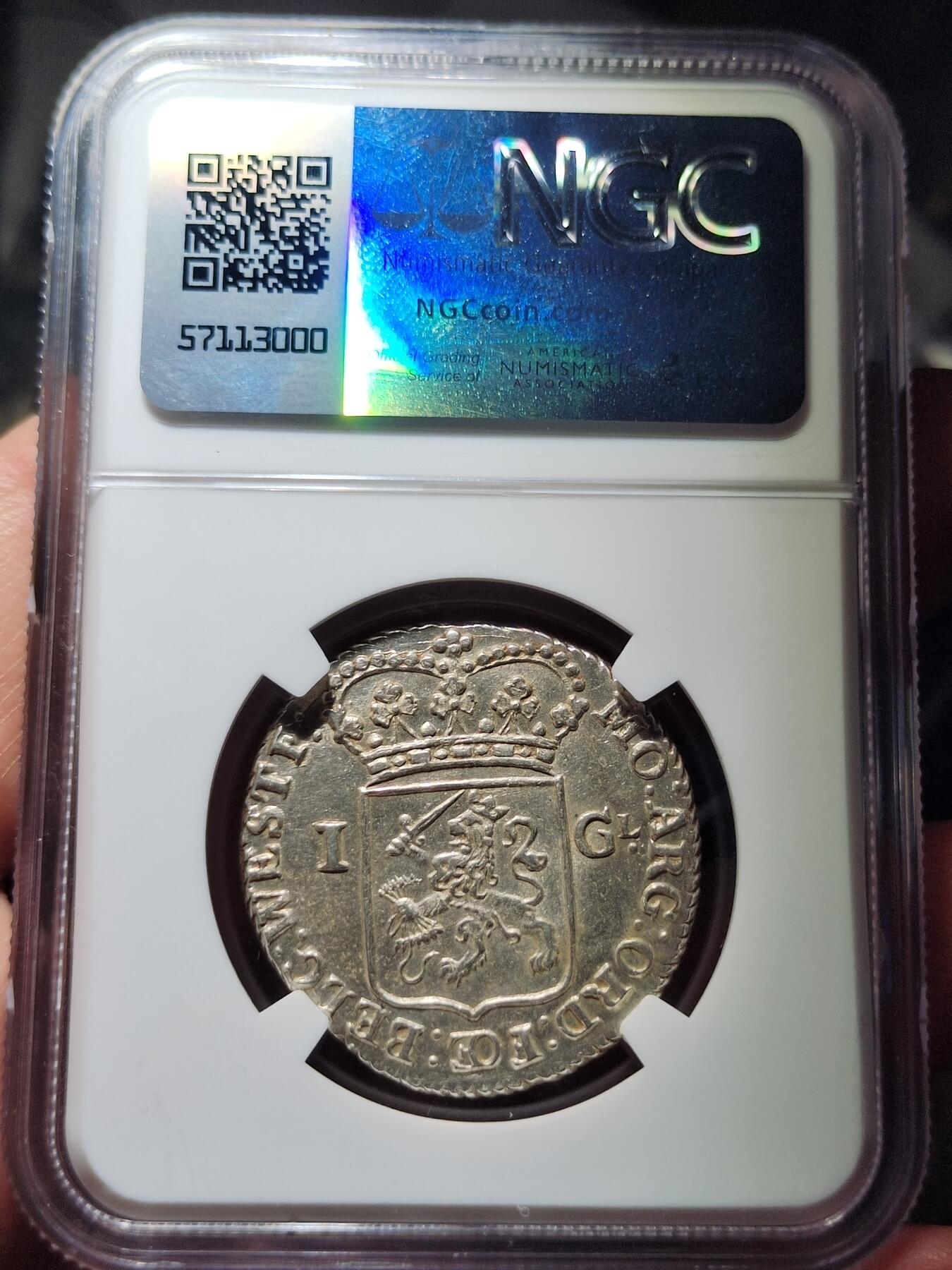 中外钱币第七场 NGC-MS63 荷兰1794年佛里斯兰 1盾银币