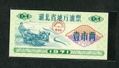 沧河堂087 - 1971年 湖北省地方油票 一两(全新)