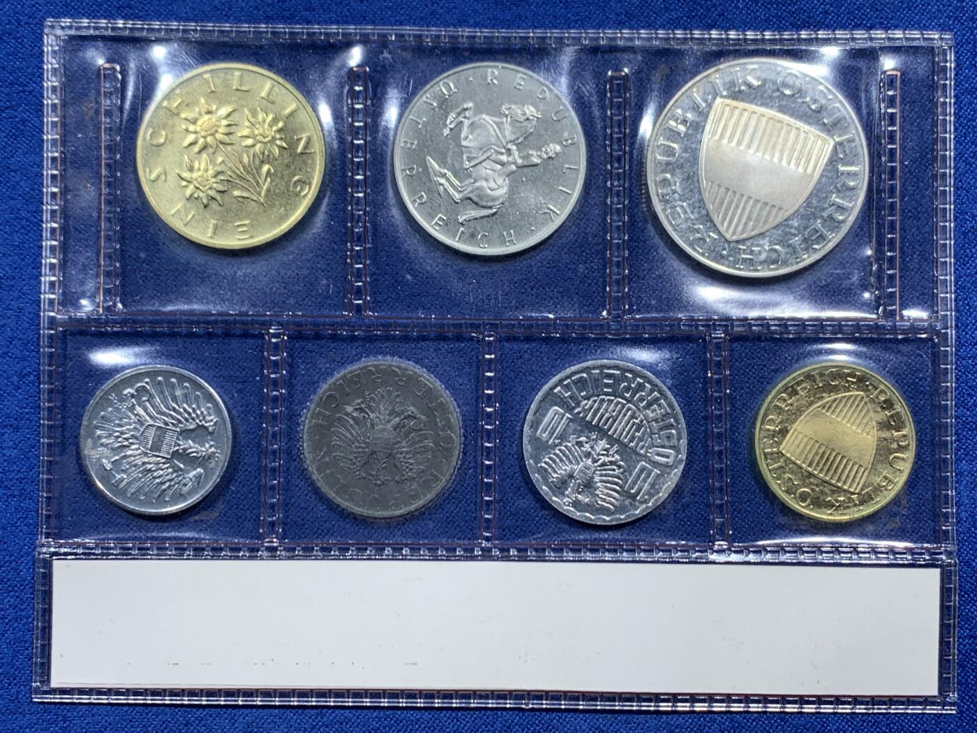 《竞宝斋》第461场 周日，周一，2场连拍 （全场包邮）欢迎送拍 奥地利1973年proof七枚装一套 其中一枚10先令是银币（可取出 640银 7.5克）