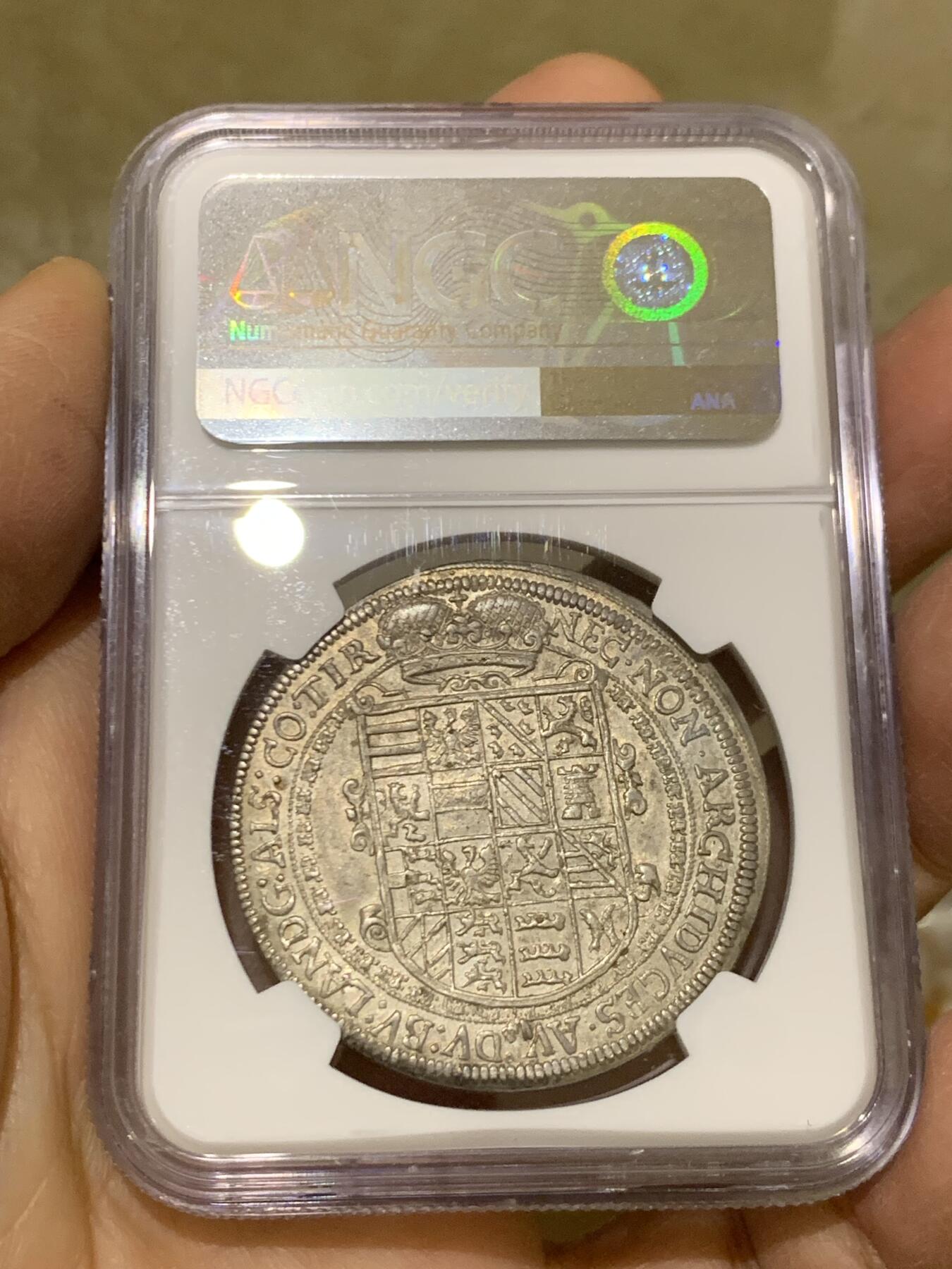 《竞宝斋》第461场 周日，周一，2场连拍 （全场包邮）欢迎送拍 冠军分 NGC MS62  奥地利帝国 1622年  上阿尔萨斯伯爵领地 费迪南二世 泰勒大银币 仅发行两年 非常稀有的版本