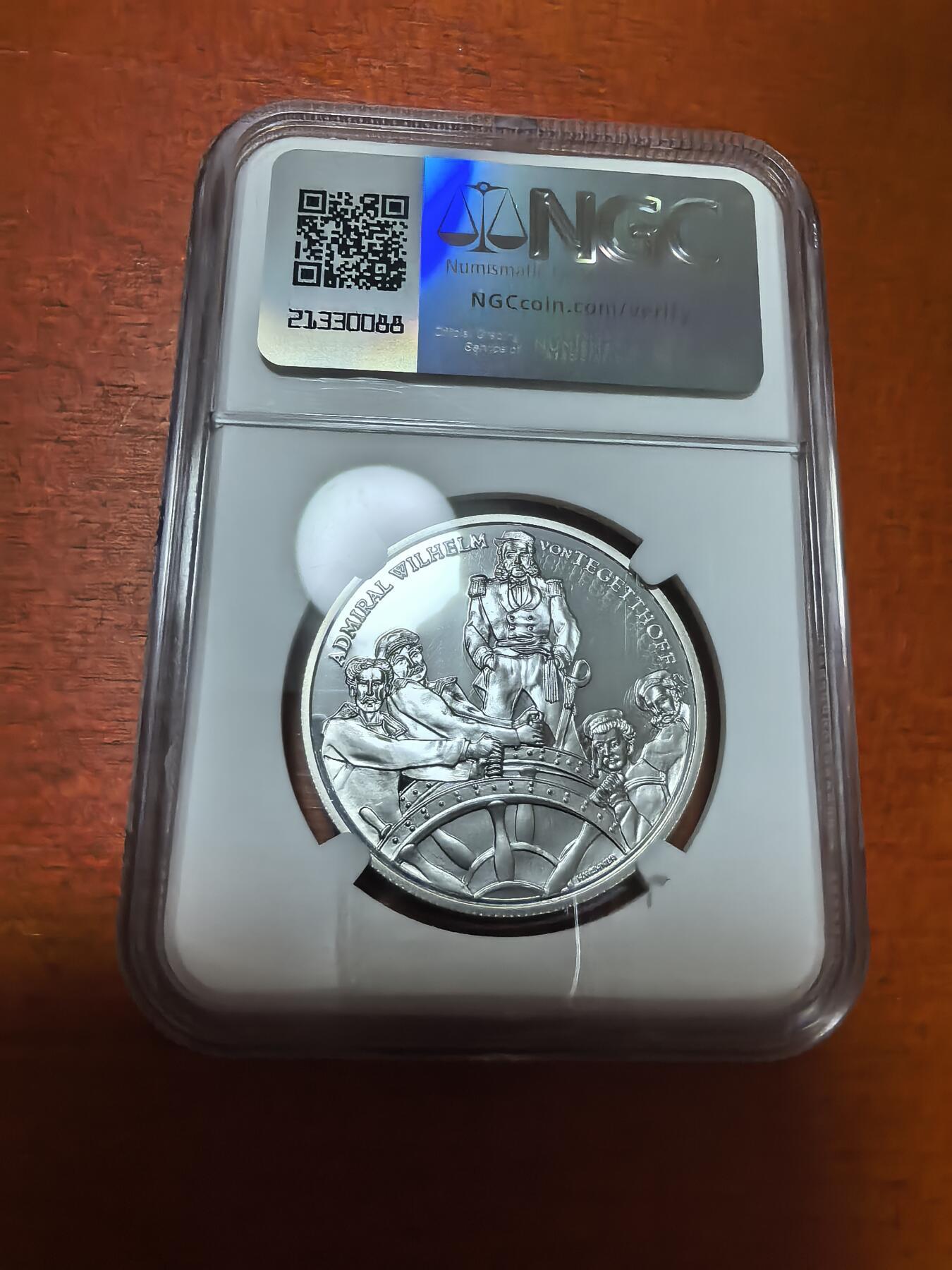 长老汇蛇年精选第九十五场拍卖 2004奥地利弗雷德里希大公战舰20欧元精制银币，20克900银，NGC PF69UC，3枚并列冠军之一