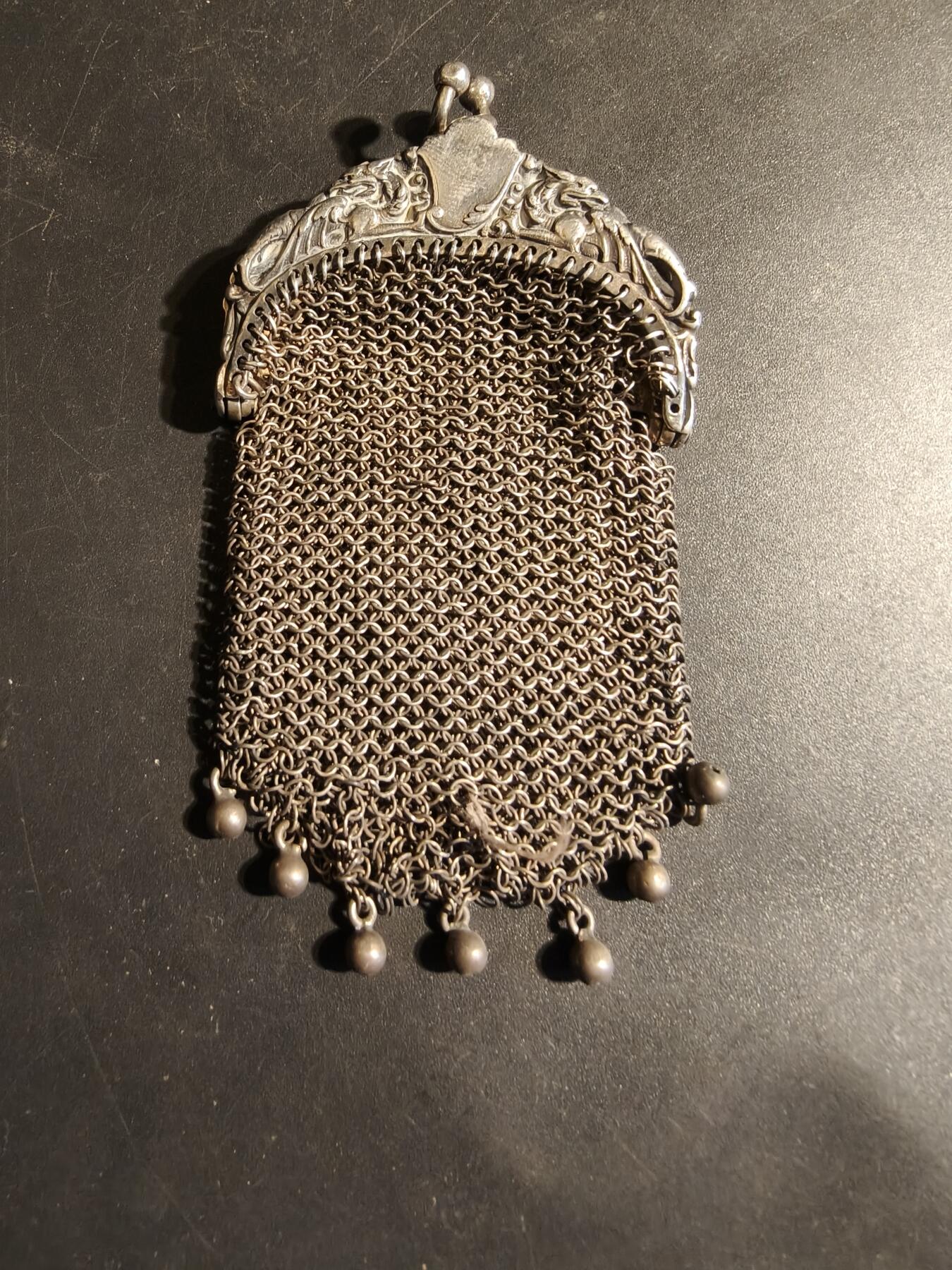 老王徽章第179期 法国银钱袋    野猪头银标     32.9g