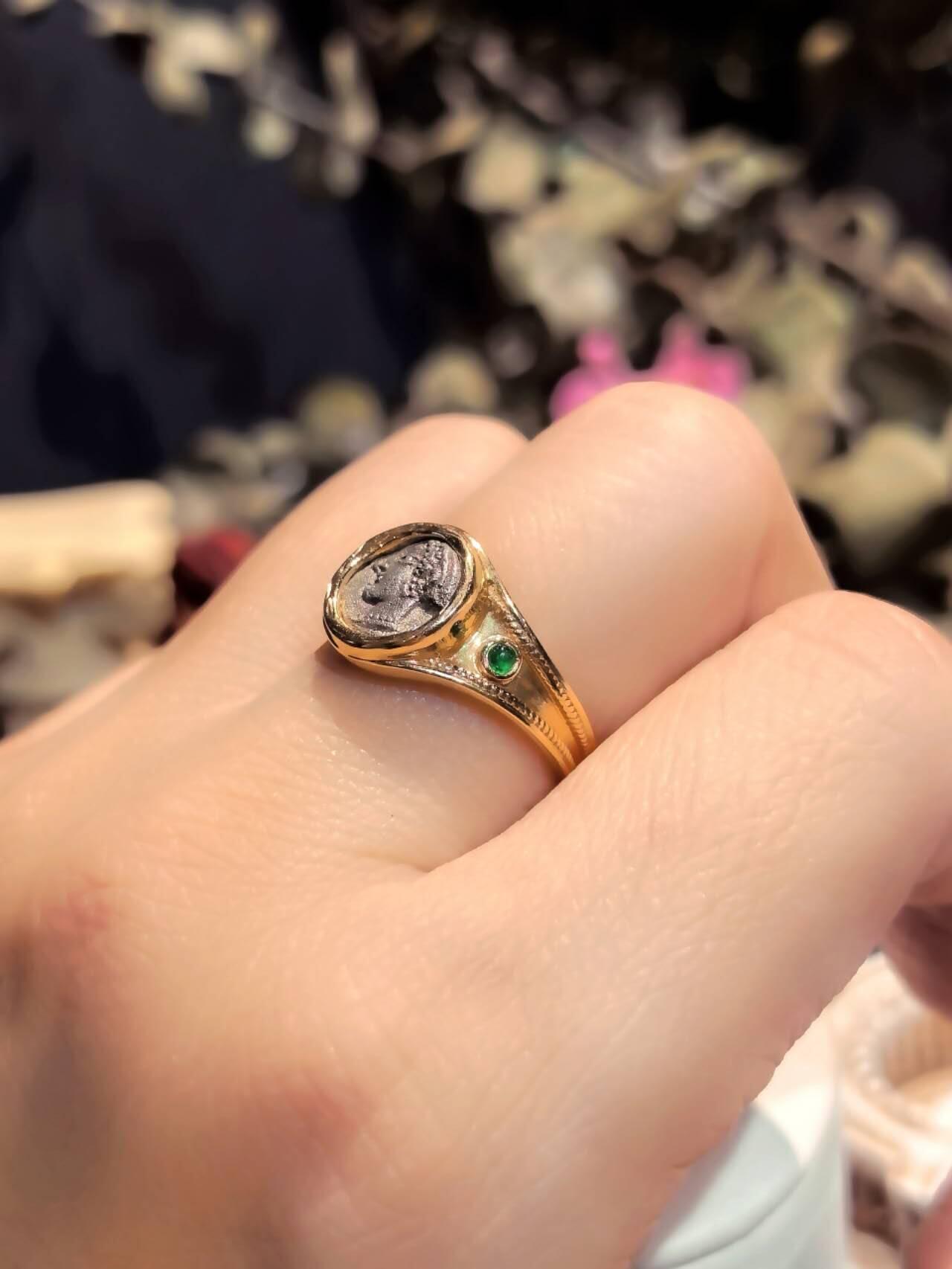 古希腊古风雅典娜古币戒指